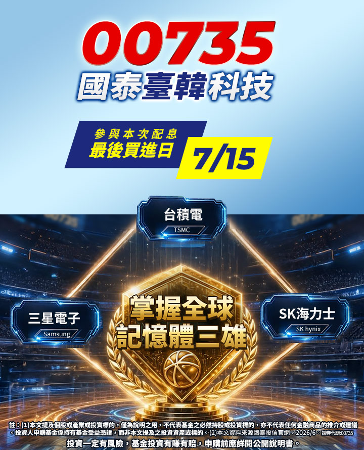 參與00735本次配息最後買進日2026/07/15|國泰投信