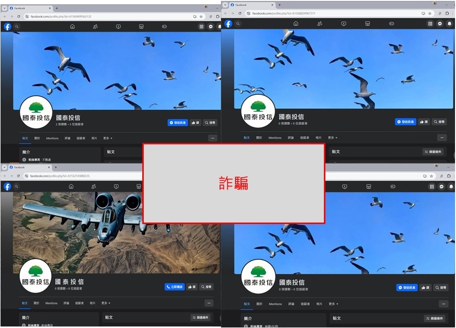 國泰投信遭不明人士於臉書（Facebook）盜用商標及名稱，國泰投信提醒投資人應提高警覺